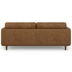 89" Brown Italian Leather Sofa With Toss Pillows