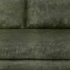89" Moss Green Leather Sofa With Toss Pillows