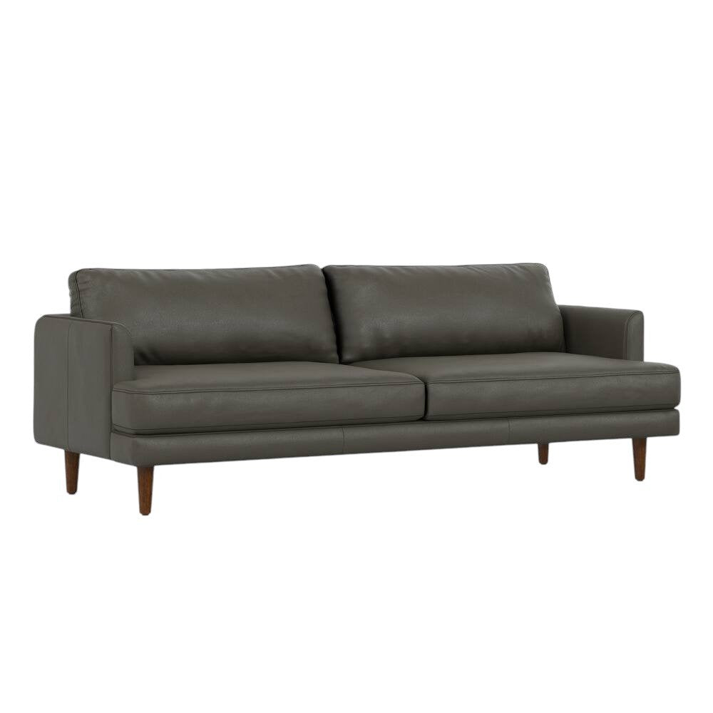 76" Black Top Grain Leather Sofa