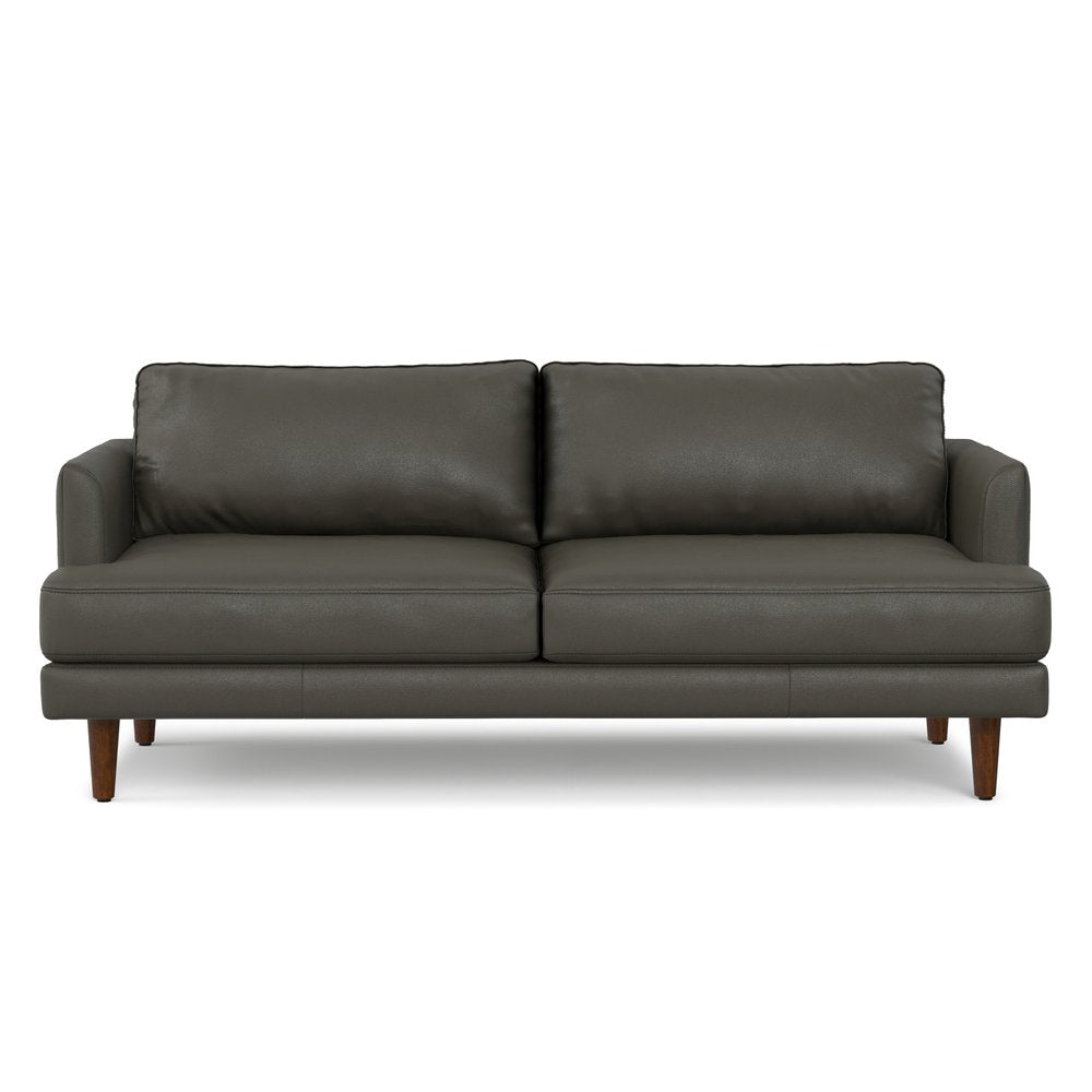 76" Black Top Grain Leather Sofa