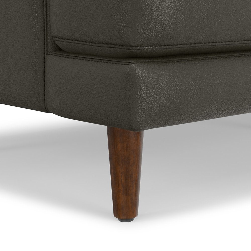 76" Black Top Grain Leather Sofa