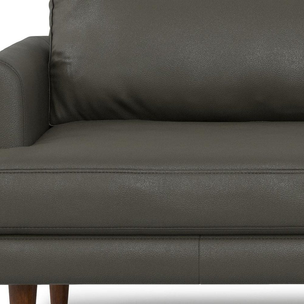 76" Black Top Grain Leather Sofa
