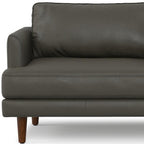 76" Black Top Grain Leather Sofa