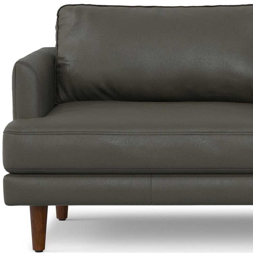 76" Black Top Grain Leather Sofa