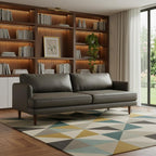 76" Black Top Grain Leather Sofa