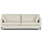 90" Cream Upholstered Sofa With Toss Pillows