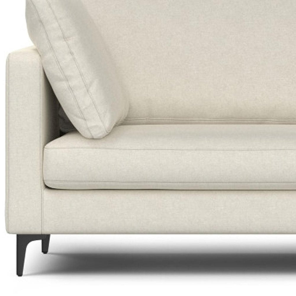 90" Cream Upholstered Sofa With Toss Pillows