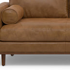 102" Brown Leather Right Chaise Style Sofa With Toss Pillows