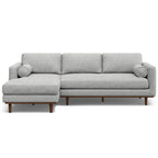 102" Gray Upholstered Left Chaise Style Sofa With Toss Pillows