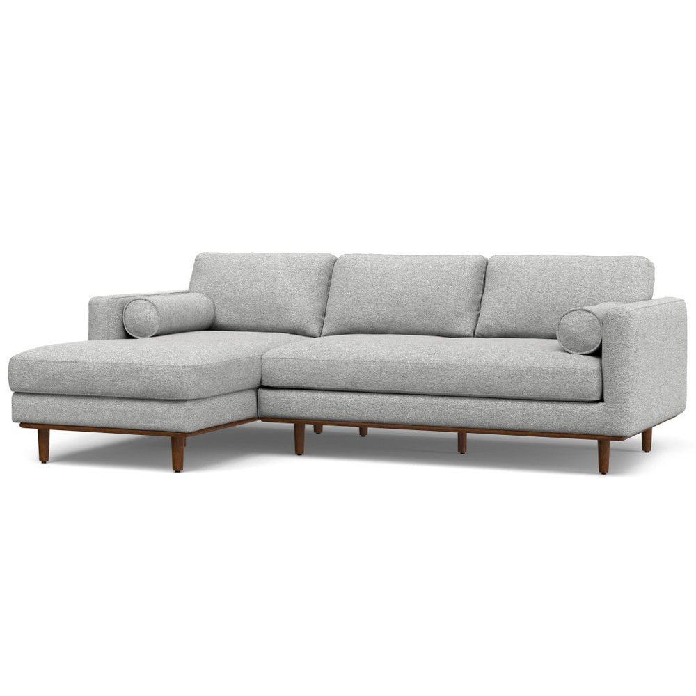 102" Gray Upholstered Left Chaise Style Sofa With Toss Pillows