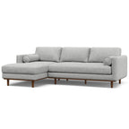 102" Gray Upholstered Left Chaise Style Sofa With Toss Pillows