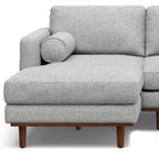 102" Gray Upholstered Left Chaise Style Sofa With Toss Pillows