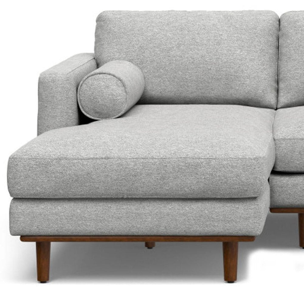 102" Gray Upholstered Left Chaise Style Sofa With Toss Pillows