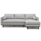 102" Gray Upholstered Left Chaise Style Sofa With Toss Pillows