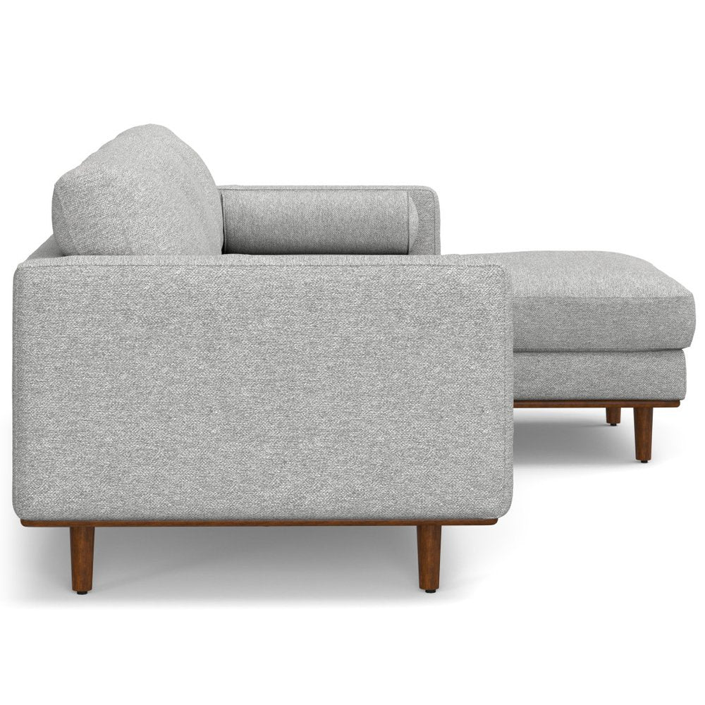 102" Gray Upholstered Right Chaise Style Sofa With Toss Pillows