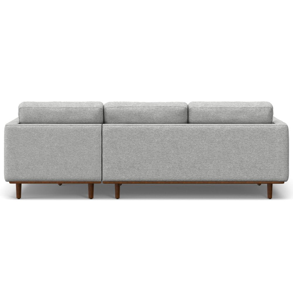 102" Gray Upholstered Right Chaise Style Sofa With Toss Pillows