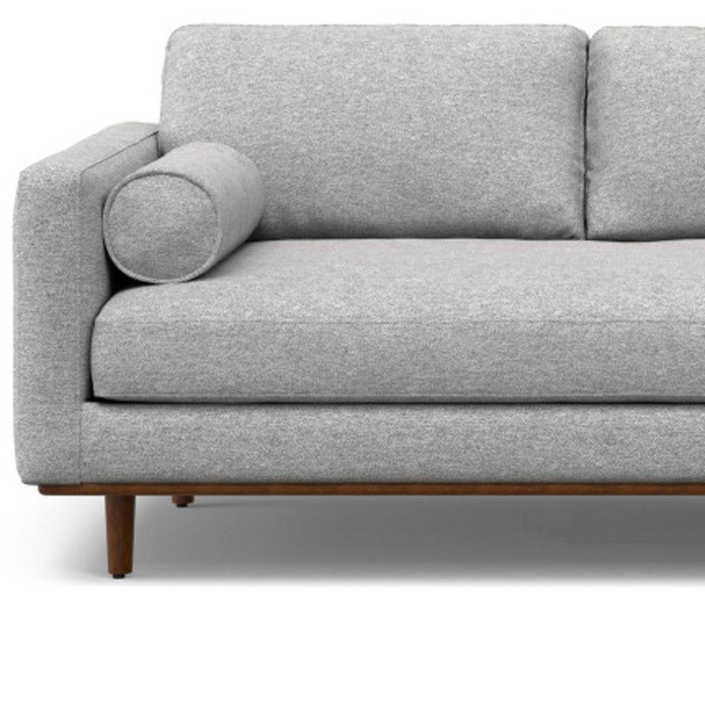102" Gray Upholstered Right Chaise Style Sofa With Toss Pillows