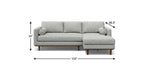 102" Gray Upholstered Right Chaise Style Sofa With Toss Pillows