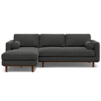 102" Charcoal Upholstered Left Chaise Style Sofa With Toss Pillows