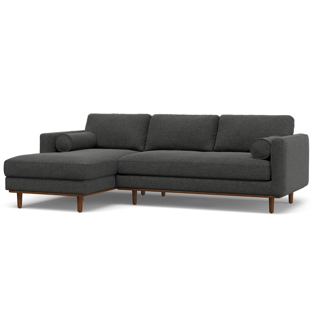 102" Charcoal Upholstered Left Chaise Style Sofa With Toss Pillows