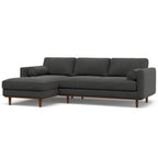 102" Charcoal Upholstered Left Chaise Style Sofa With Toss Pillows
