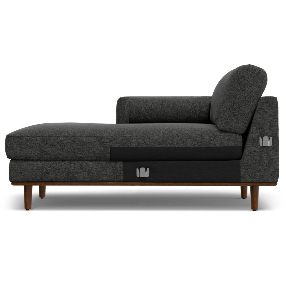 102" Charcoal Upholstered Left Chaise Style Sofa With Toss Pillows