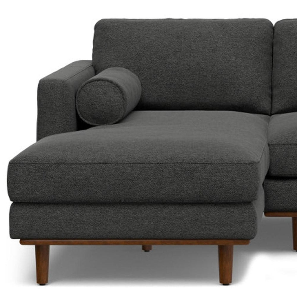 102" Charcoal Upholstered Left Chaise Style Sofa With Toss Pillows