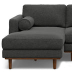 102" Charcoal Upholstered Left Chaise Style Sofa With Toss Pillows