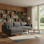 102" Charcoal Upholstered Left Chaise Style Sofa With Toss Pillows