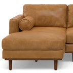 102" Sienna Leather Left Chaise Style Sofa With Toss Pillows