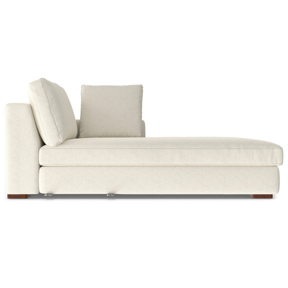 122" Cream Upholstered Right Chaise Style Sofa With Toss Pillows