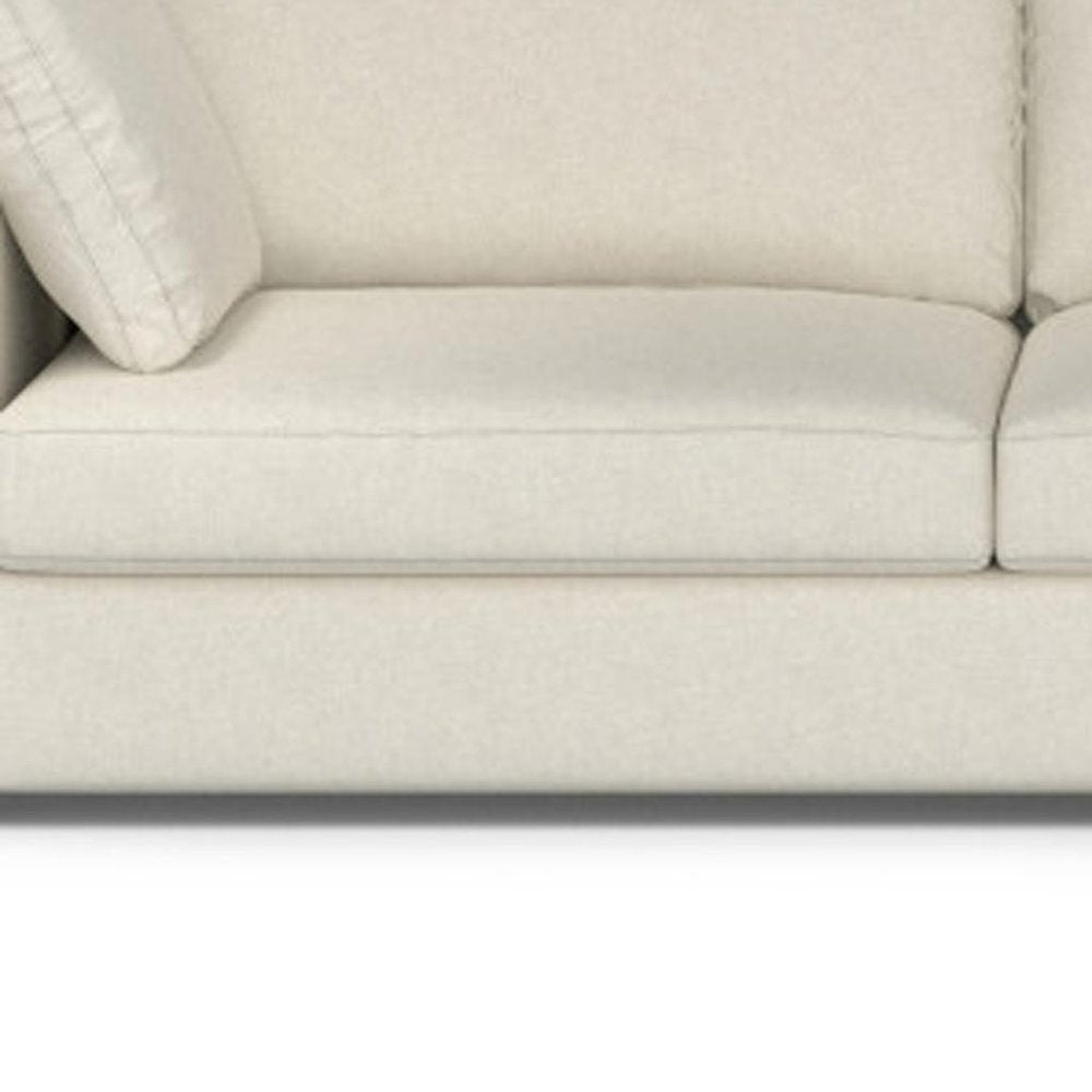 122" Cream Upholstered Right Chaise Style Sofa With Toss Pillows