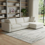 122" Cream Upholstered Right Chaise Style Sofa With Toss Pillows