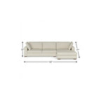 122" Cream Upholstered Right Chaise Style Sofa With Toss Pillows