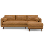 102" Sienna Leather Right Sofa With Toss Pillows