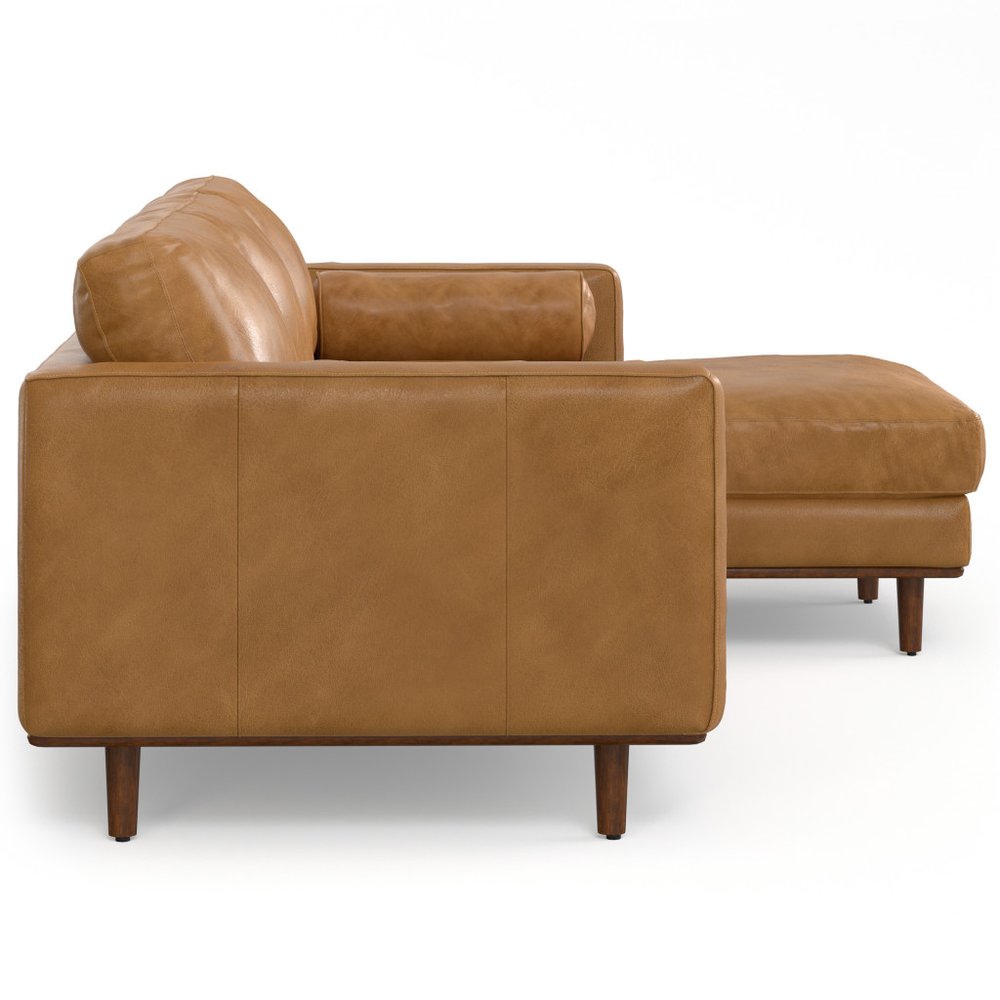102" Sienna Leather Right Sofa With Toss Pillows