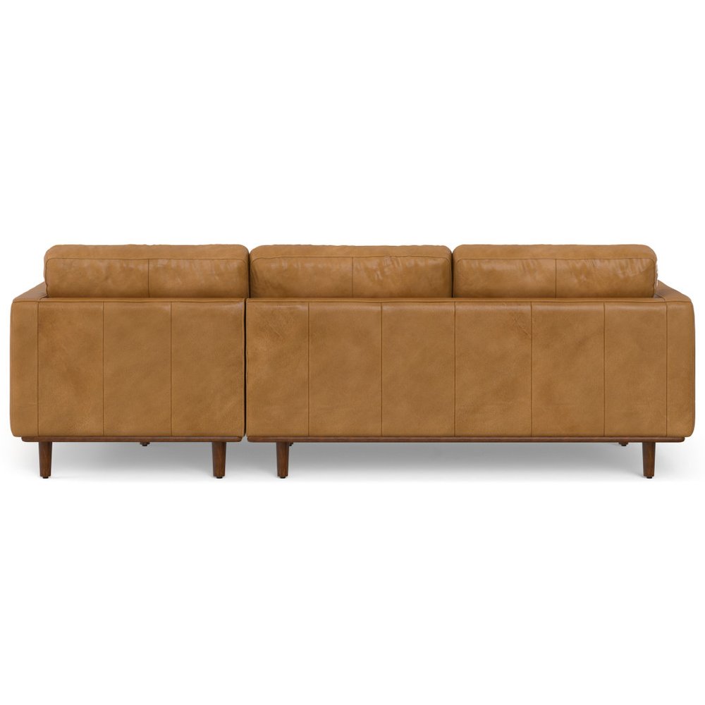 102" Sienna Leather Right Sofa With Toss Pillows