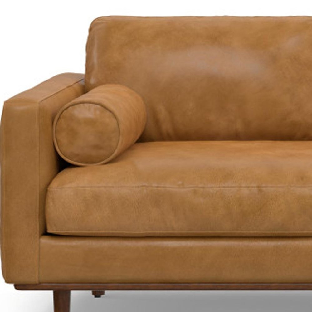 102" Sienna Leather Right Sofa With Toss Pillows