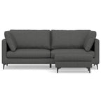 90" Gray Upholstered Sofa With Ottoman And Toss Pillows