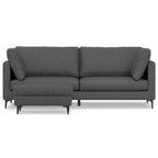 90" Gray Upholstered Sofa With Ottoman And Toss Pillows