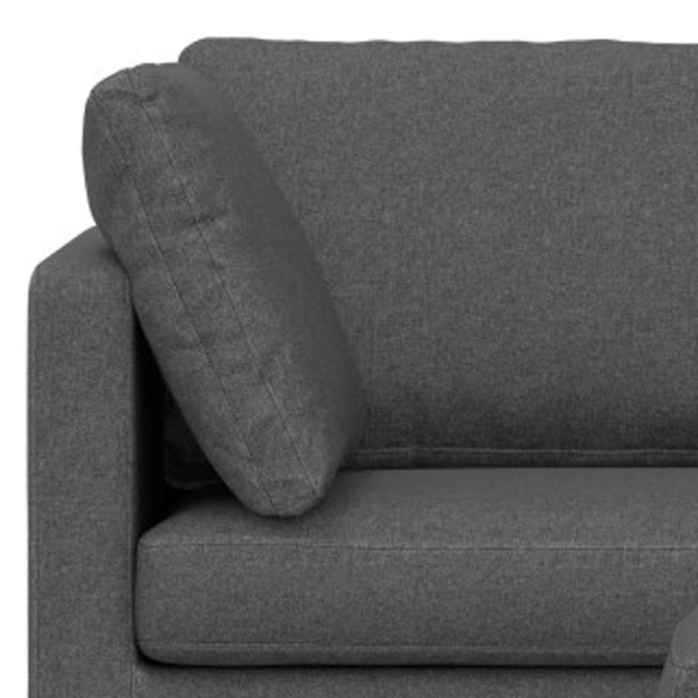 90" Gray Upholstered Sofa With Ottoman And Toss Pillows