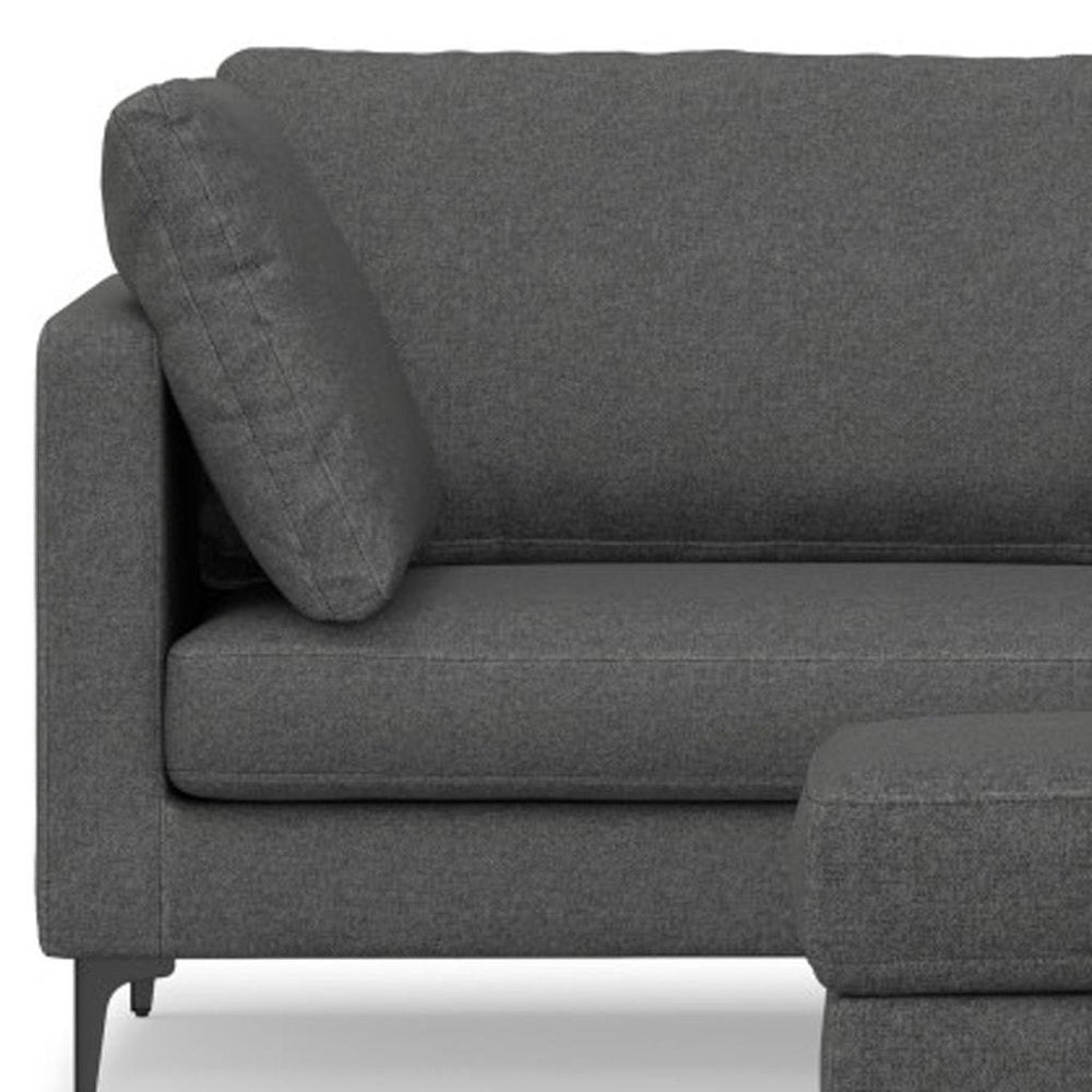 90" Gray Upholstered Sofa With Ottoman And Toss Pillows