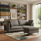 90" Gray Upholstered Sofa With Ottoman And Toss Pillows