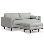 89" Gray Upholstered Sofa With Ottoman And Toss Pillows