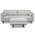 89" Gray Upholstered Sofa With Ottoman And Toss Pillows