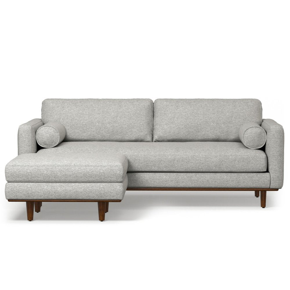 89" Gray Upholstered Sofa With Ottoman And Toss Pillows