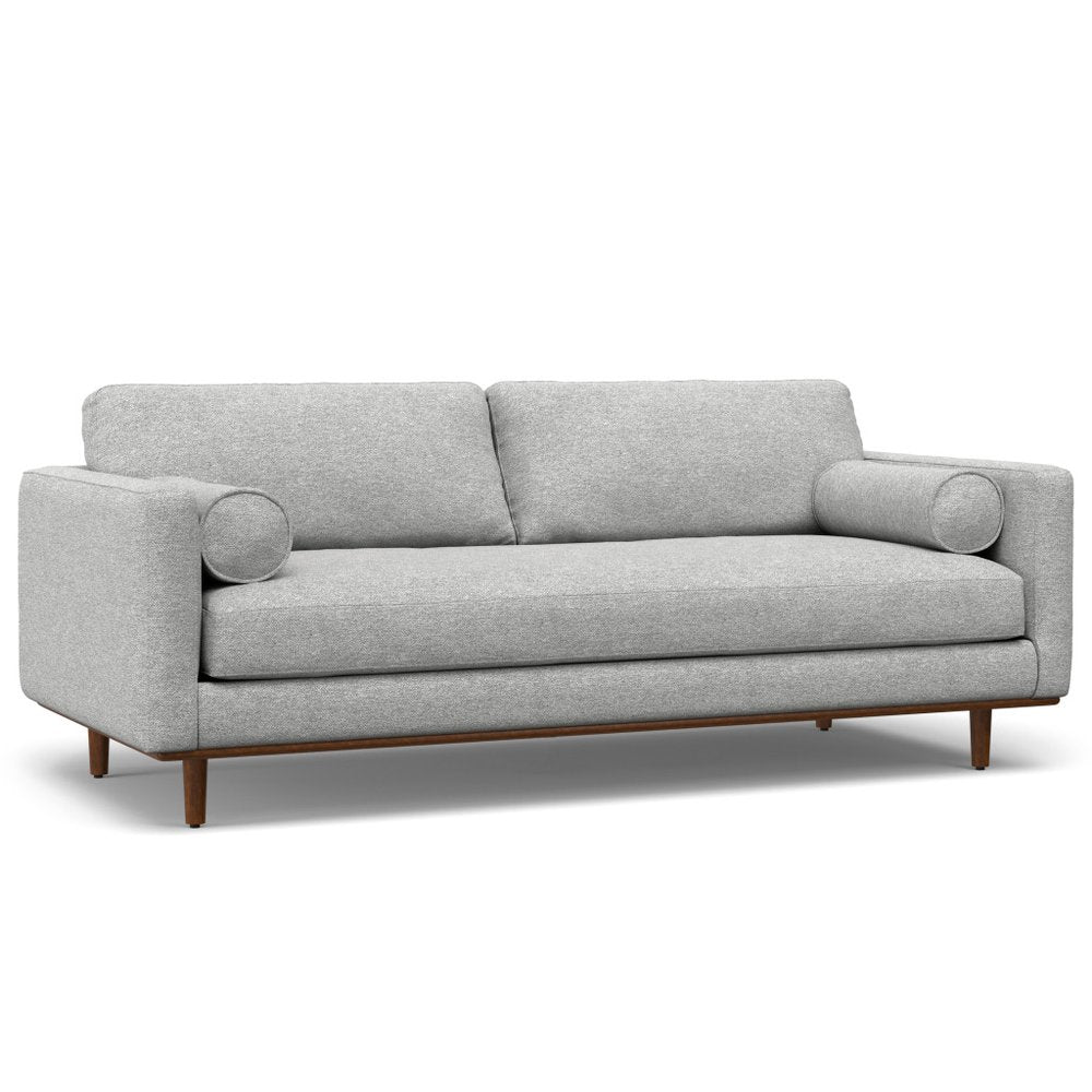 89" Gray Upholstered Sofa With Ottoman And Toss Pillows