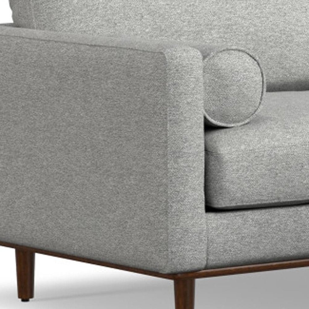 89" Gray Upholstered Sofa With Ottoman And Toss Pillows