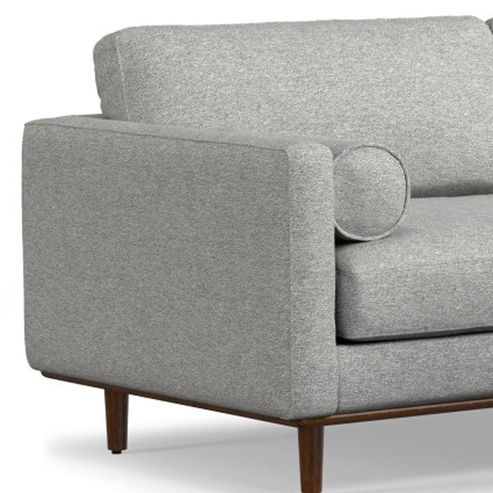 89" Gray Upholstered Sofa With Ottoman And Toss Pillows