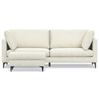 90" Cream Upholstered Sofa With Ottoman And Toss Pillows